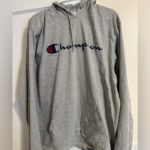 Champion Other - Champion Mens Grey Script Logo Pullover Hoodie